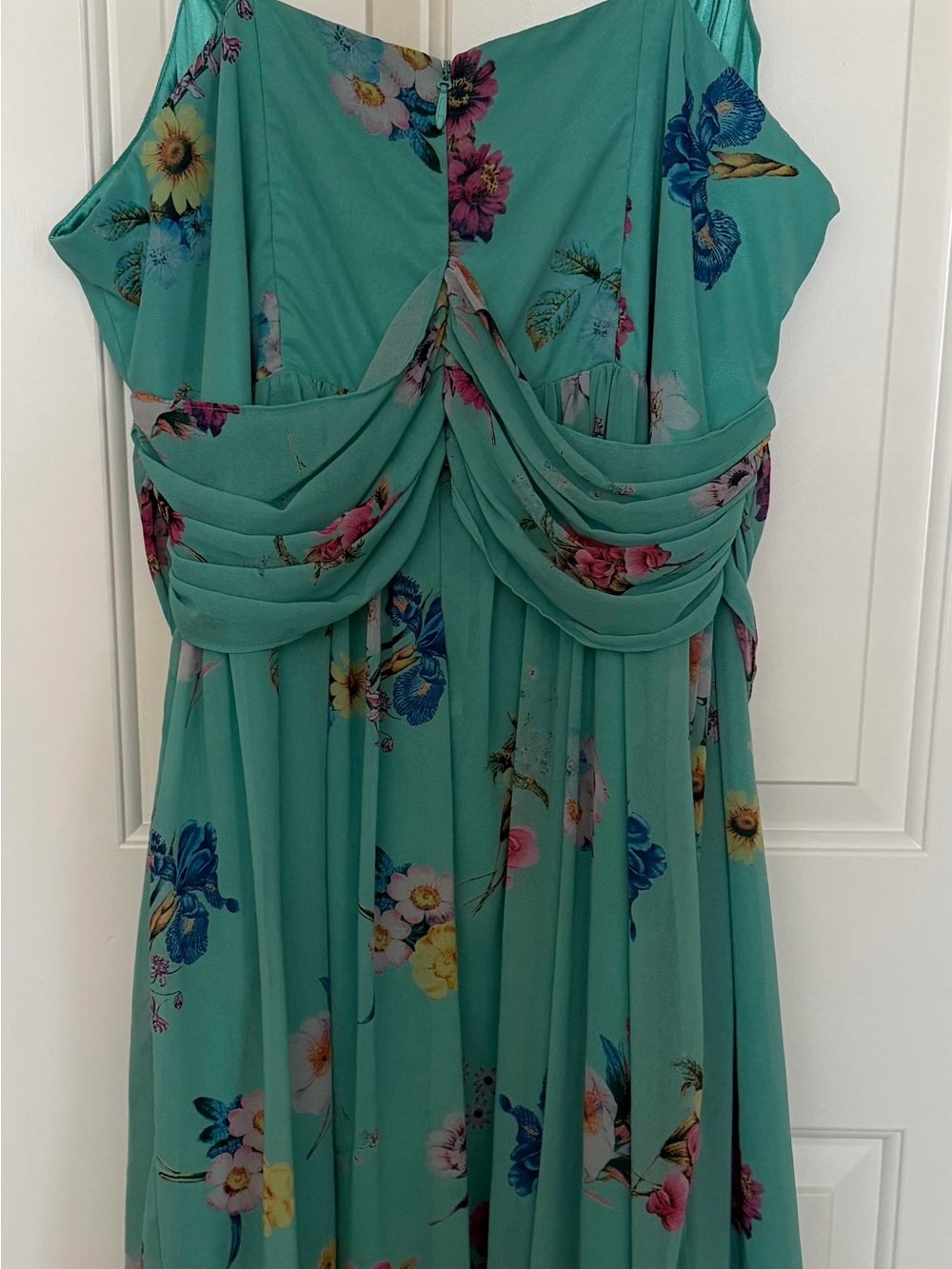 City Chic Aqua Floral Spaghetti-Strap Dress - Picture 3 of 6